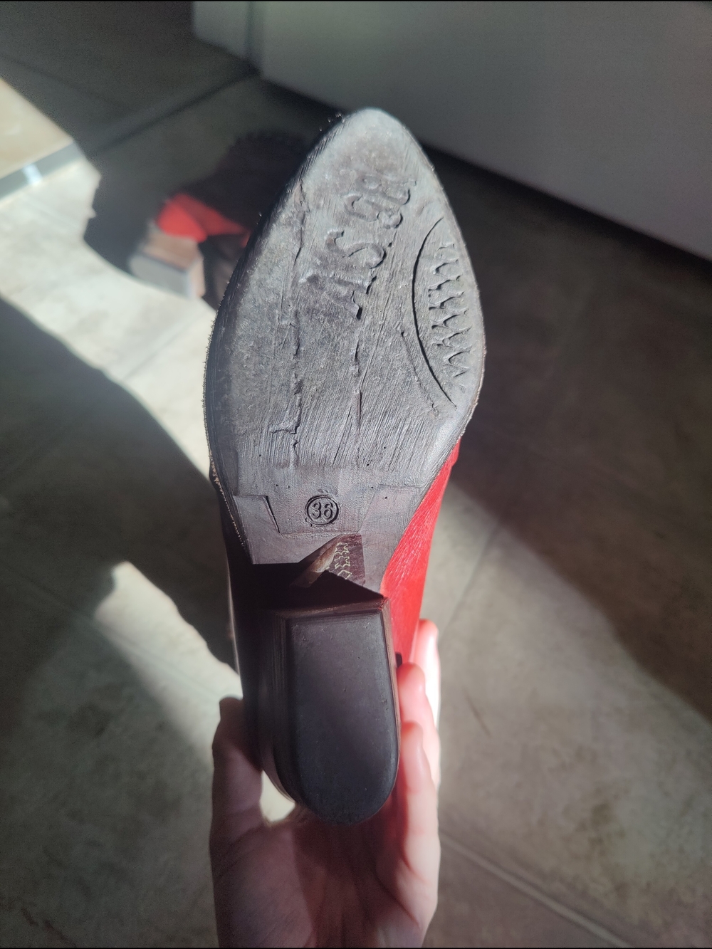 A.S.98 Women's Red Studded Leather Ankle Boots - Picture 4 of 5